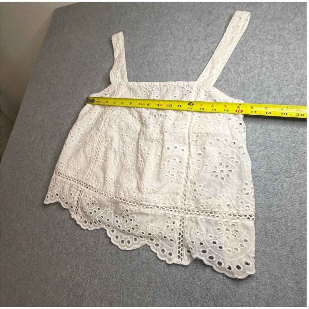 7 For All Mankind Womens White Eyelet Lace Camisole Tank Top Scalloped. Size M - Picture 3 of 4